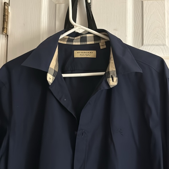 ****Authentic Burberry button-down shirt navy blue****** - Picture 3 of 6